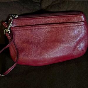 Maroon Leather Coach Wristlet